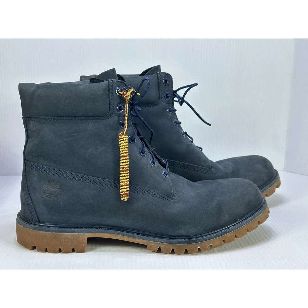 Timberland 6in Premium Waterproof Boots Navy Blue Nubuck Leather 6718B Mens 14 M